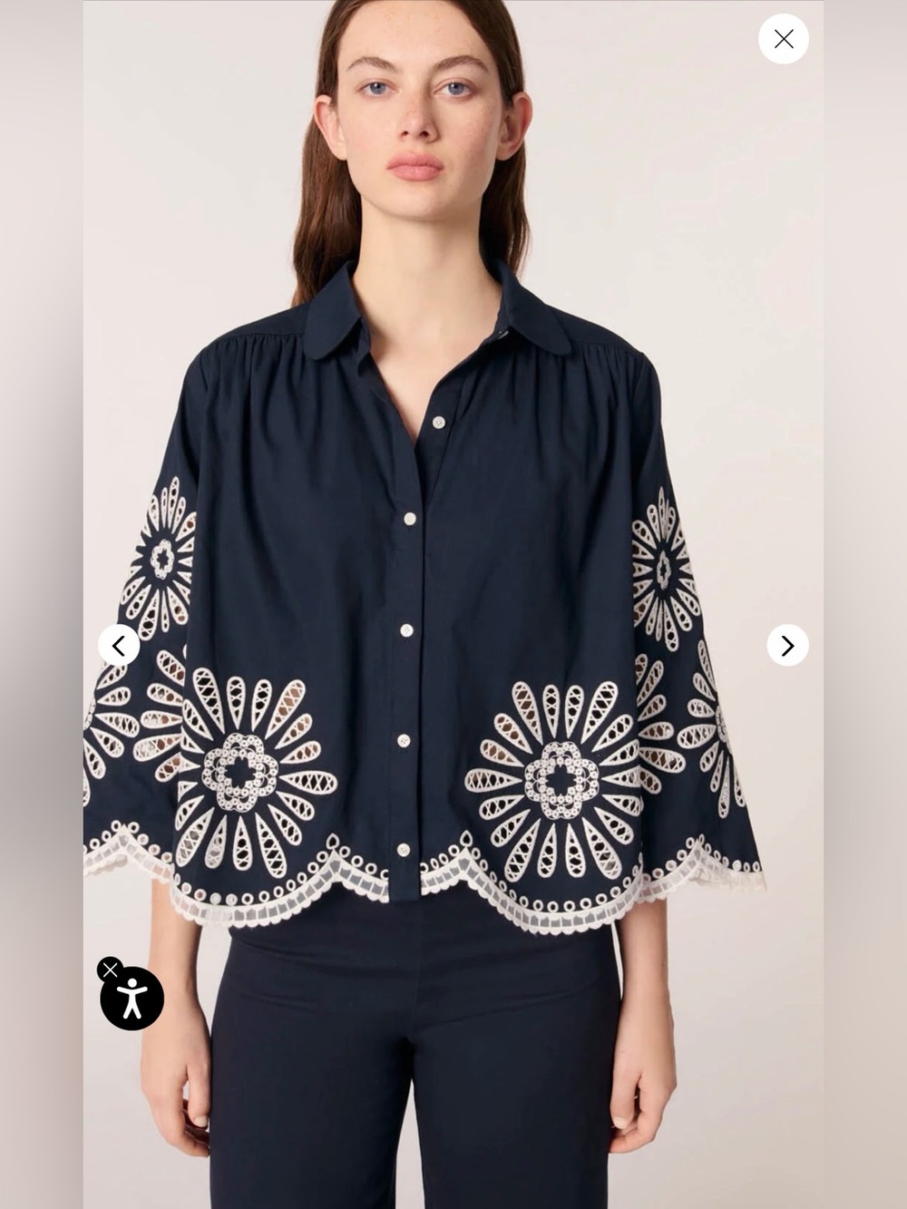 NWT MAJE Cropped blouse with crochet detail